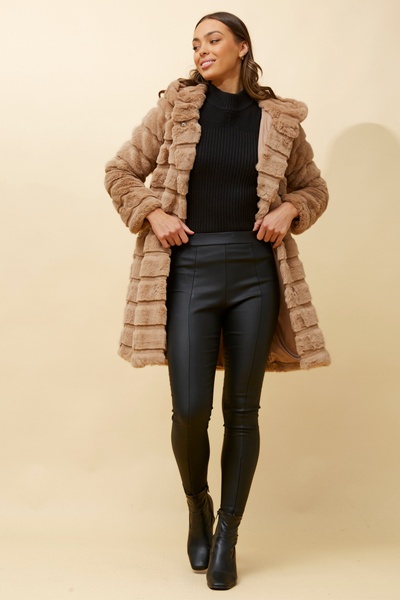 ROSS SOLID FAUX FUR COAT