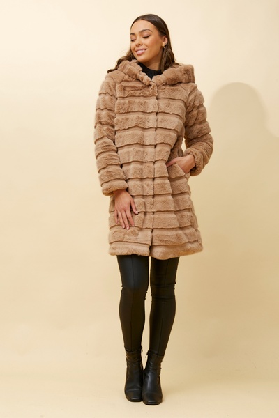 ROSS SOLID FAUX FUR COAT