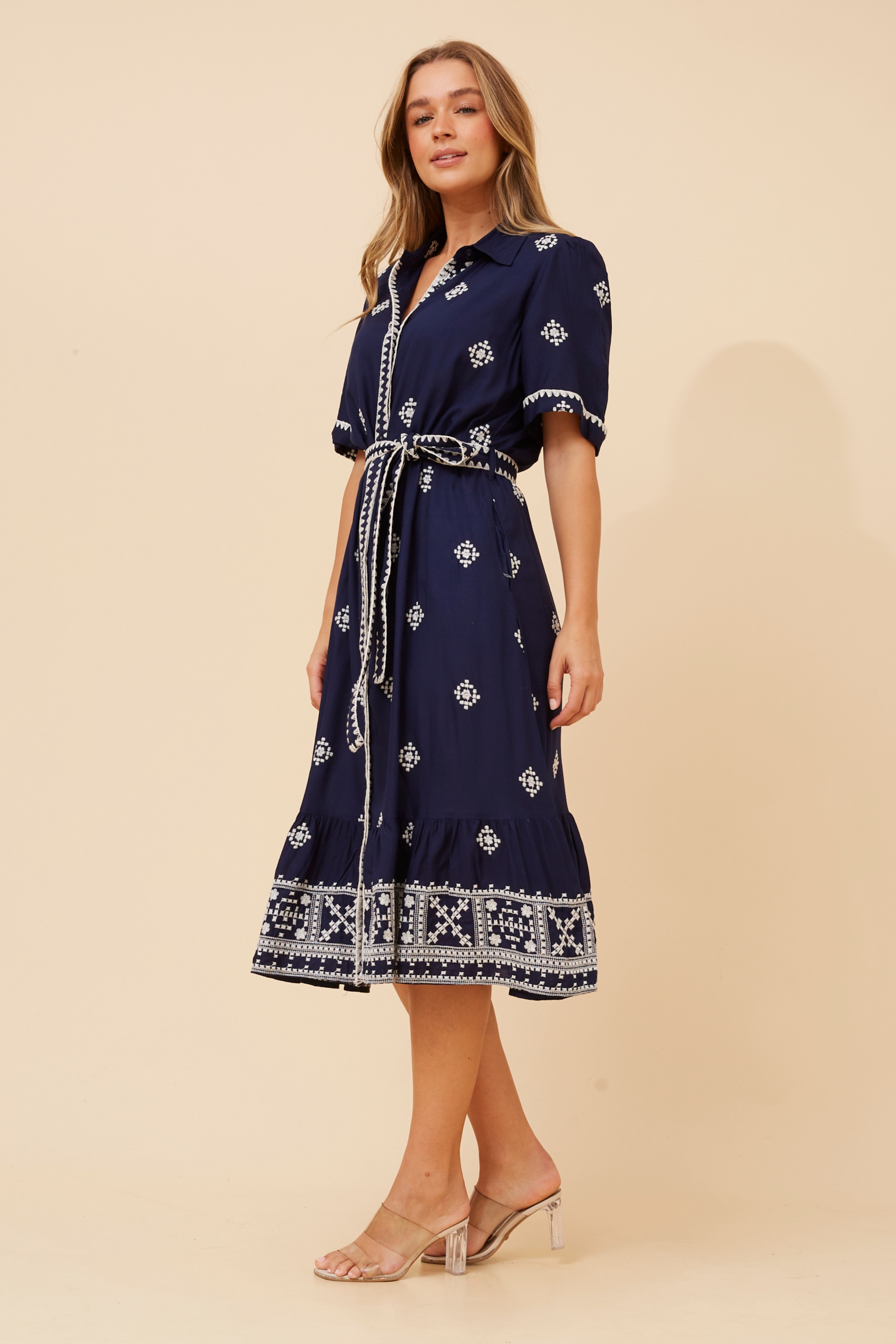 ROYCE EMBROIDERED MIDI DRESS