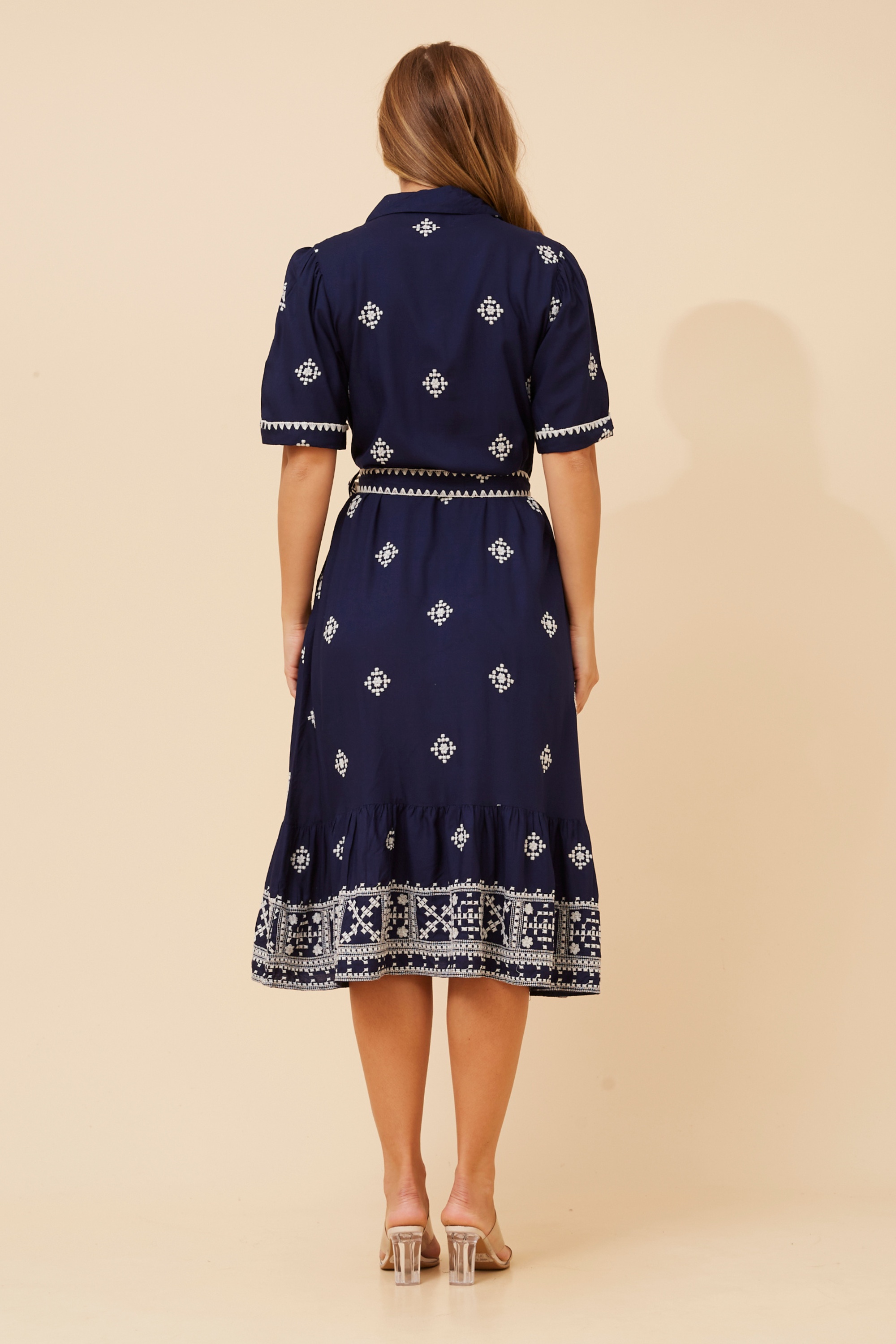 ROYCE EMBROIDERED MIDI DRESS