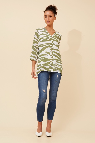 RUBY ABSTRACT PRINT TOP