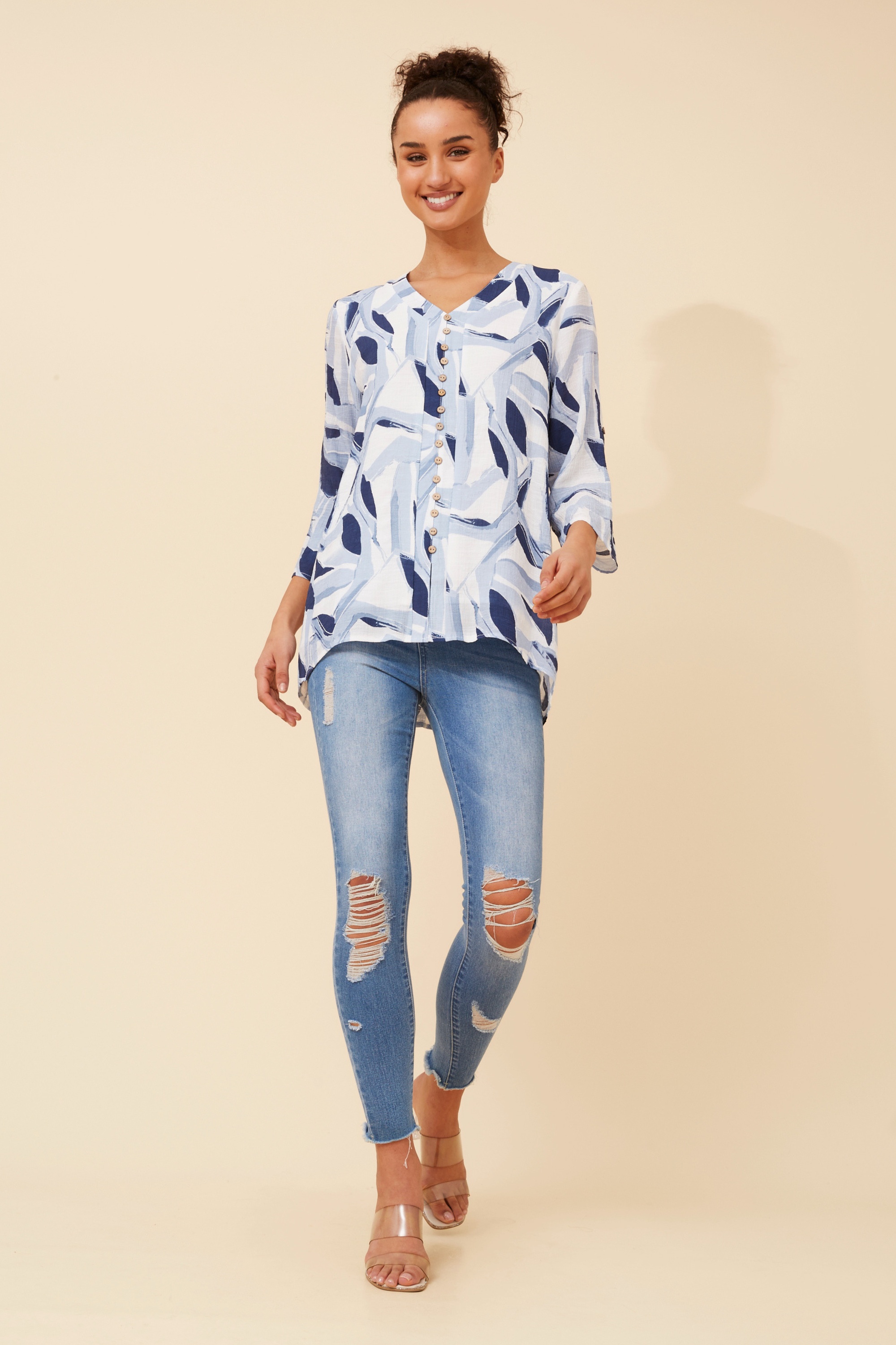 RUBY ABSTRACT PRINT TOP