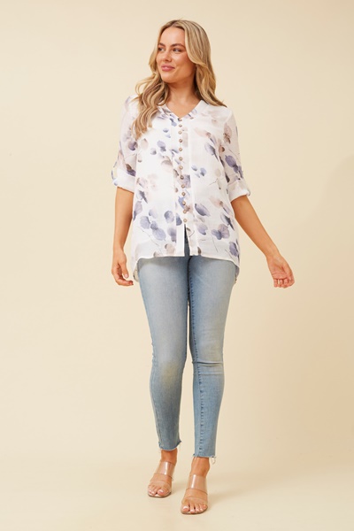 RUBY BOTANICAL PRINT BUTTON TOP