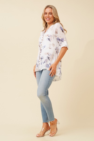 RUBY BOTANICAL PRINT BUTTON TOP