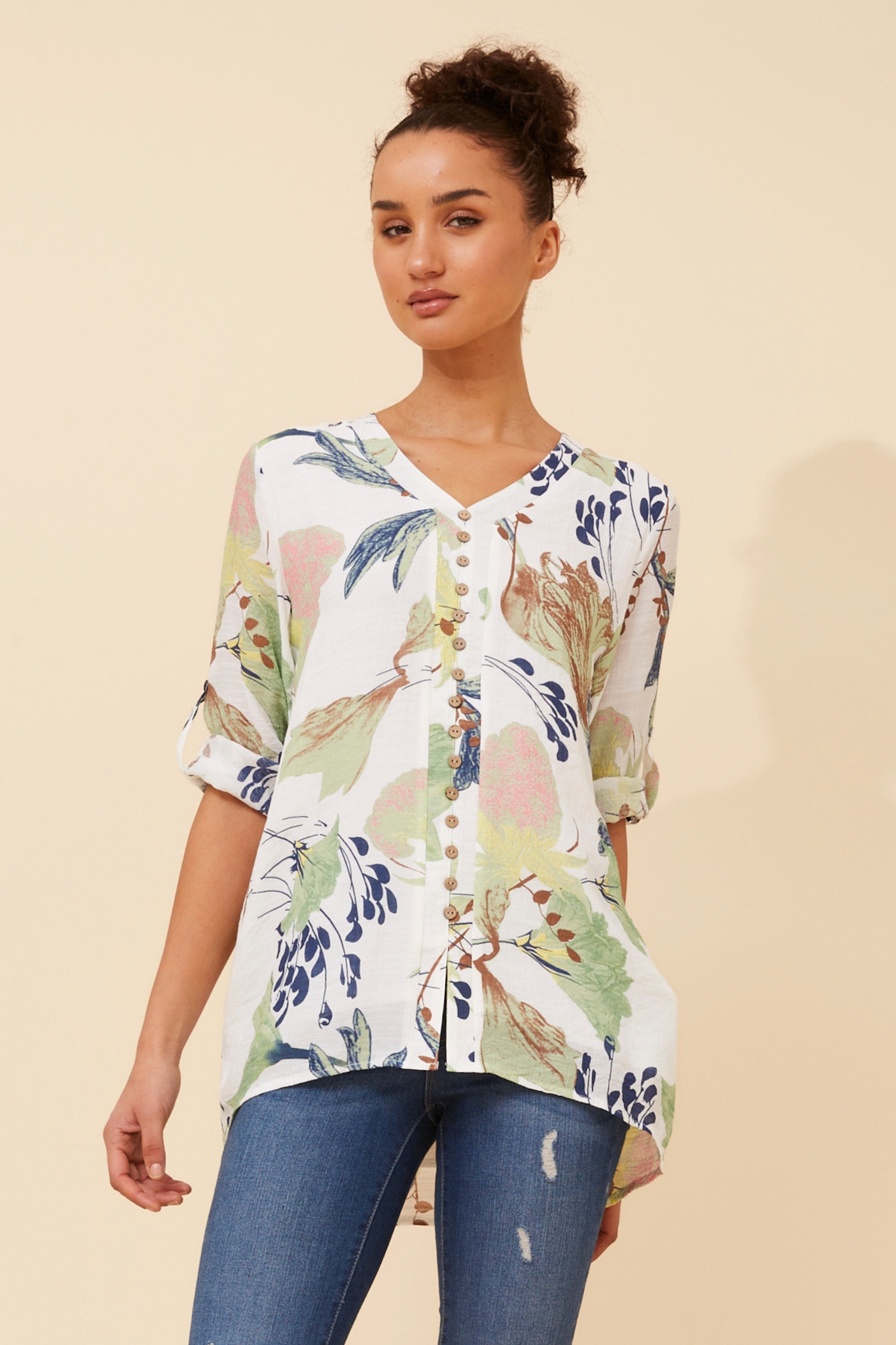 RUBY LEAF PRINT TOP