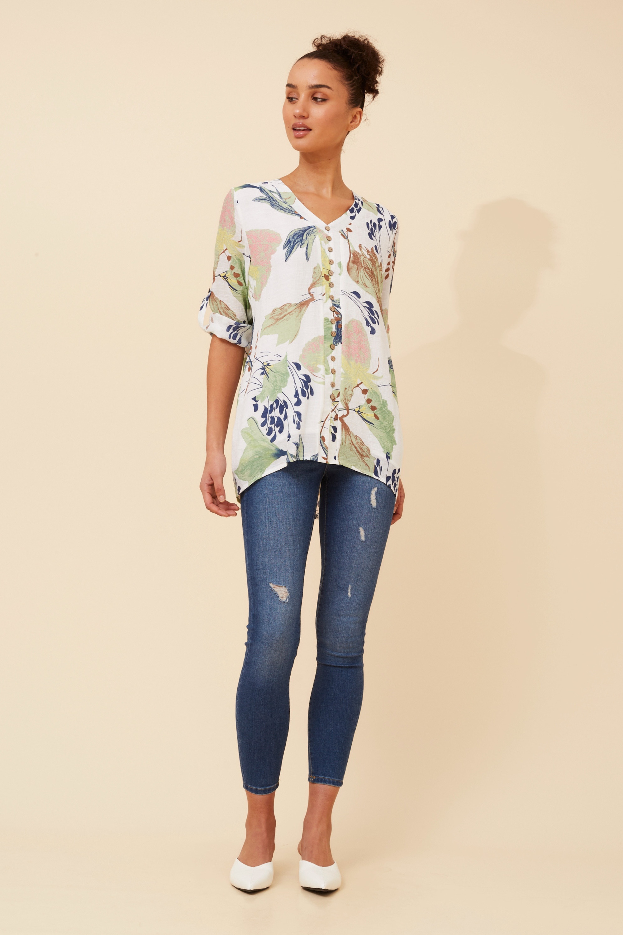 RUBY LEAF PRINT TOP