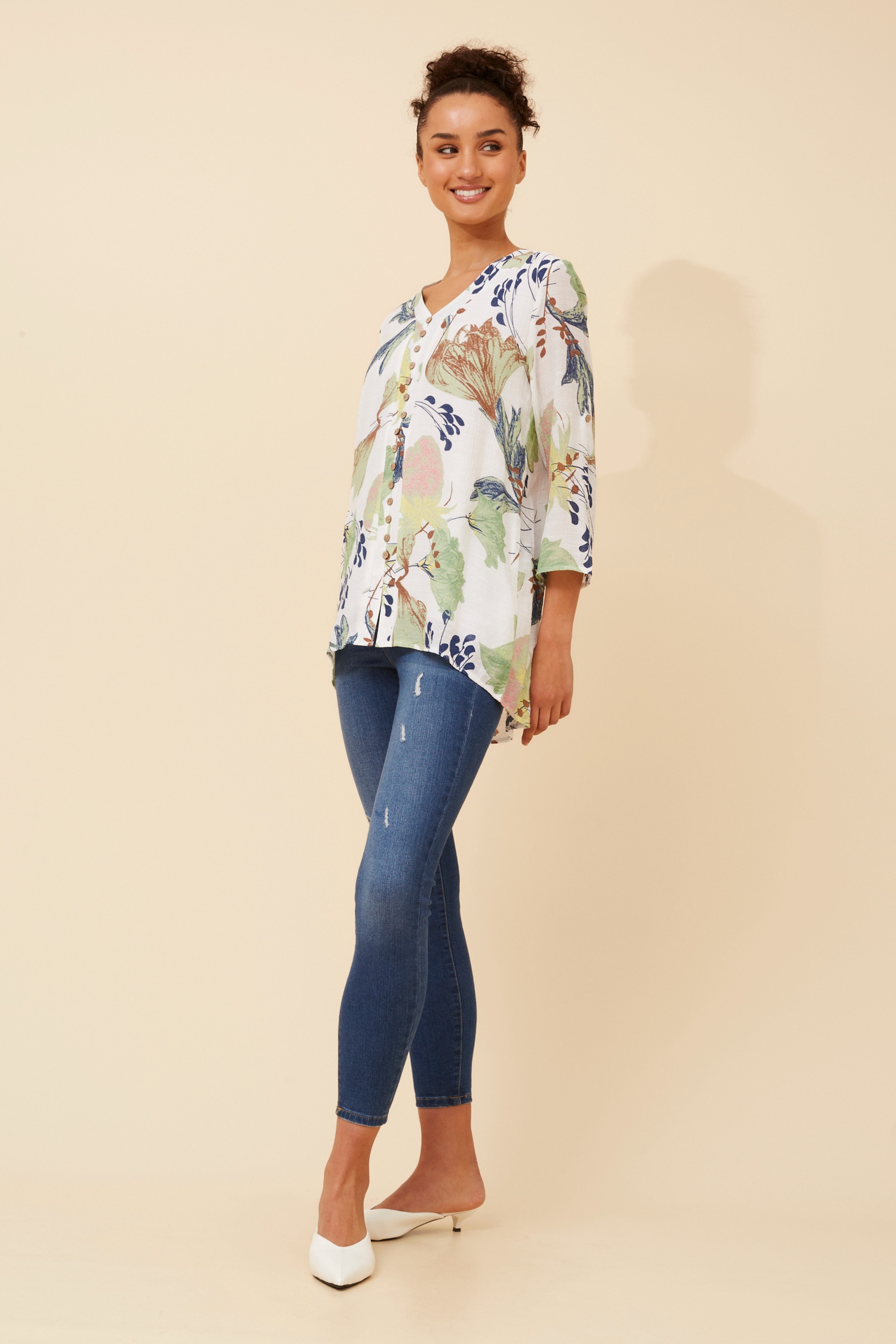 RUBY LEAF PRINT TOP