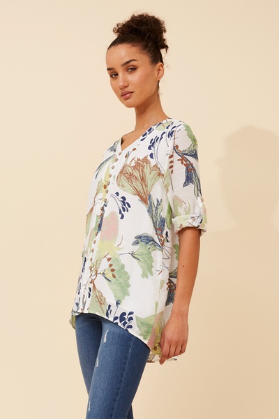 RUBY LEAF PRINT TOP