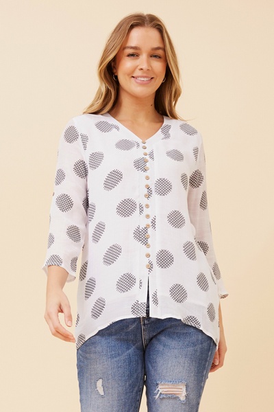 RUBY POLKA DOT PRINT TOP