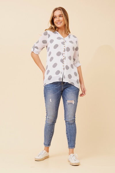 RUBY POLKA DOT PRINT TOP