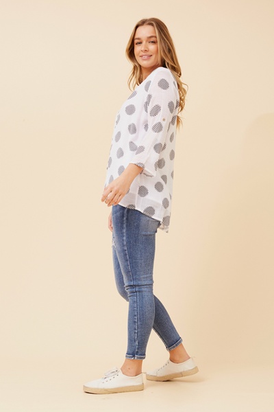 RUBY POLKA DOT PRINT TOP