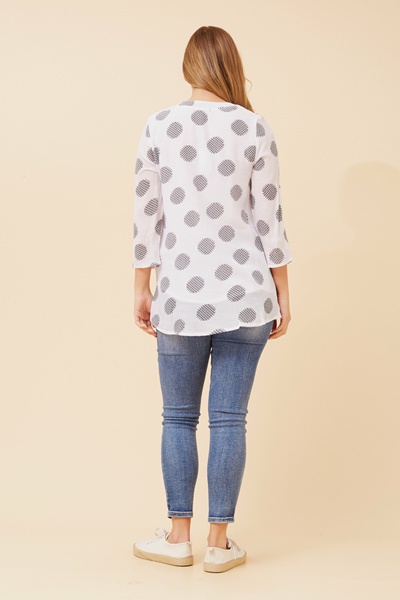 RUBY POLKA DOT PRINT TOP