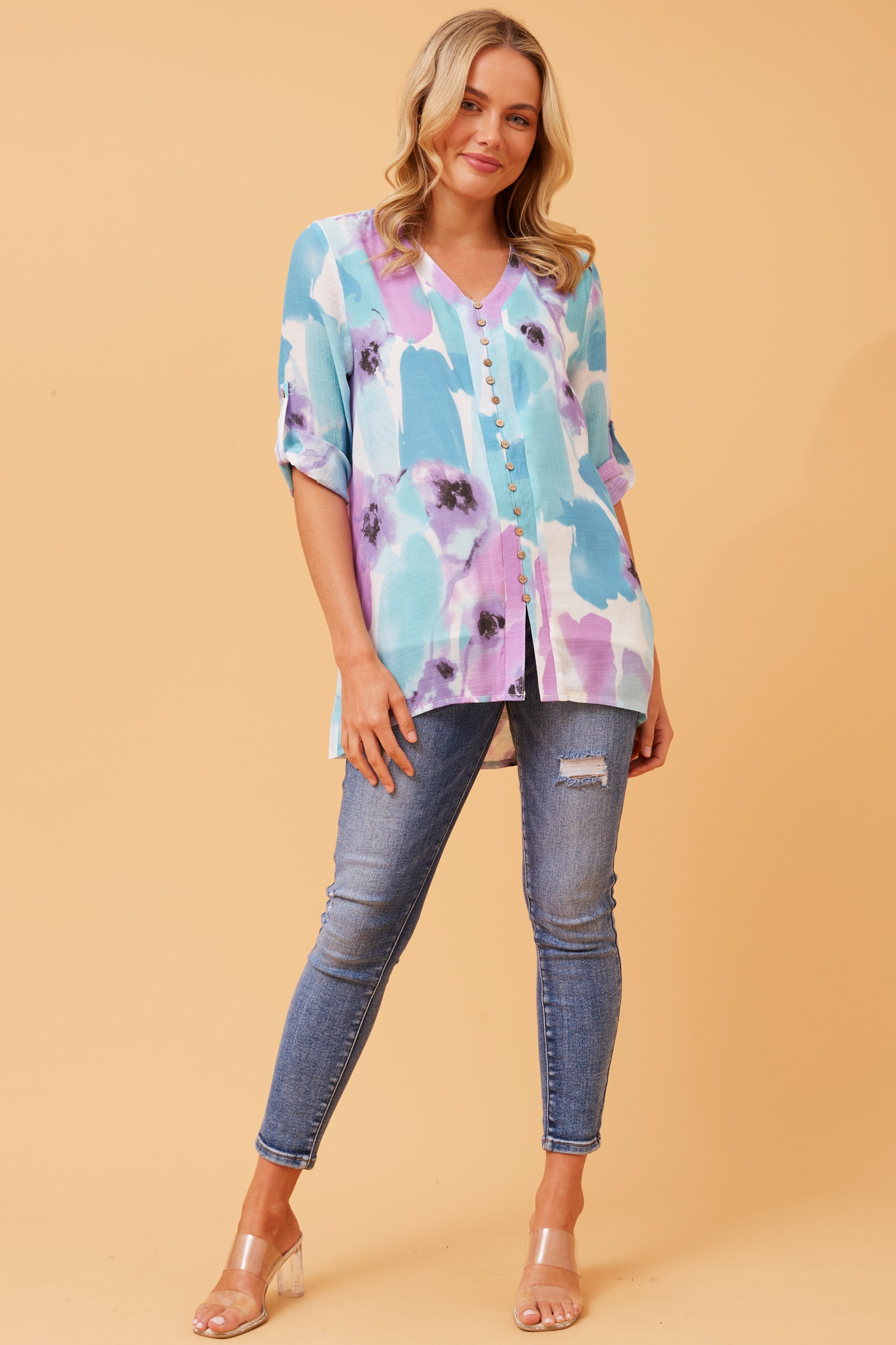 RUBY ROLL-UP SLEEVE TOP