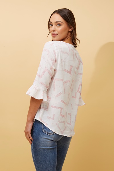 RUE ABSTRACT PRINT BUTTON DETAIL TOP