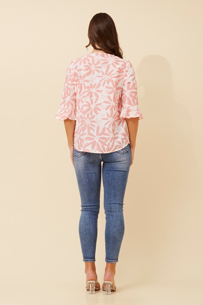 RUE FLORAL PRINT BUTTON DETAIL TOP