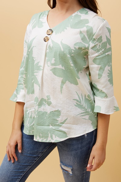 RUE LEAF PRINT BUTTON DETAIL TOP