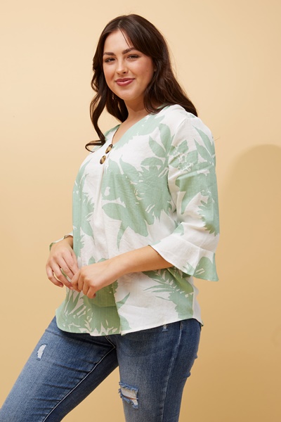 RUE LEAF PRINT BUTTON DETAIL TOP