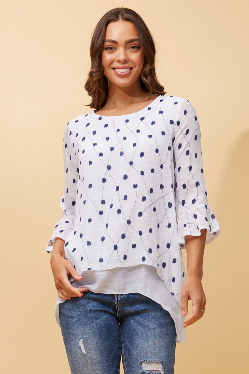 RUMI DOUBLE LAYER DOTTED TUNIC TOP