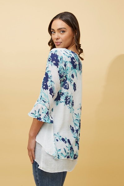 RUMI DOUBLE LAYER FLORAL TUNIC TOP