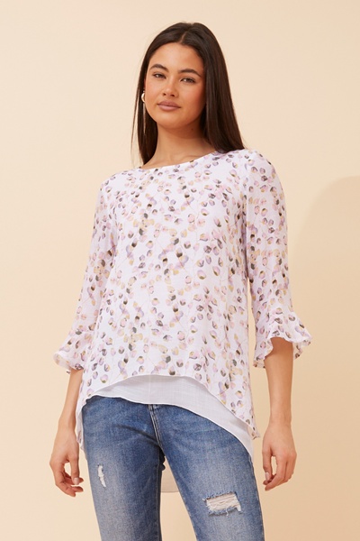 RUMI LEAF PRINT DOUBLE LAYER TOP