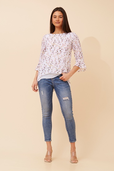 RUMI LEAF PRINT DOUBLE LAYER TOP