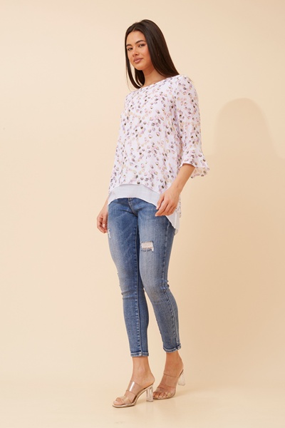 RUMI LEAF PRINT DOUBLE LAYER TOP
