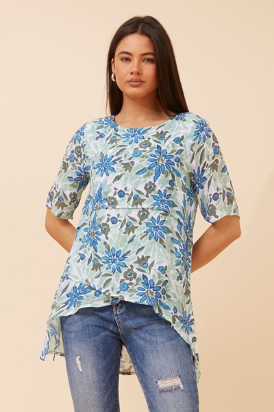 RUTH FLORAL ASYMMETRICAL TOP