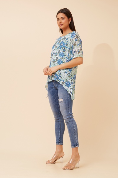 RUTH FLORAL ASYMMETRICAL TOP