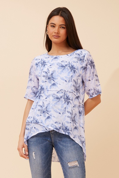 RUTH FLORAL ASYMMETRICAL TOP