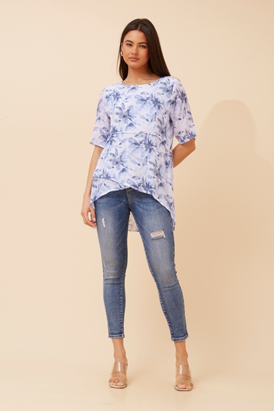 RUTH FLORAL ASYMMETRICAL TOP