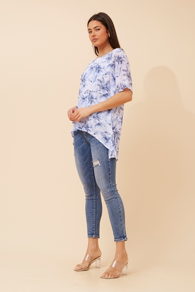 RUTH FLORAL ASYMMETRICAL TOP