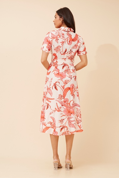 RUTHIE LEAF PRINT MIDI DRESS
