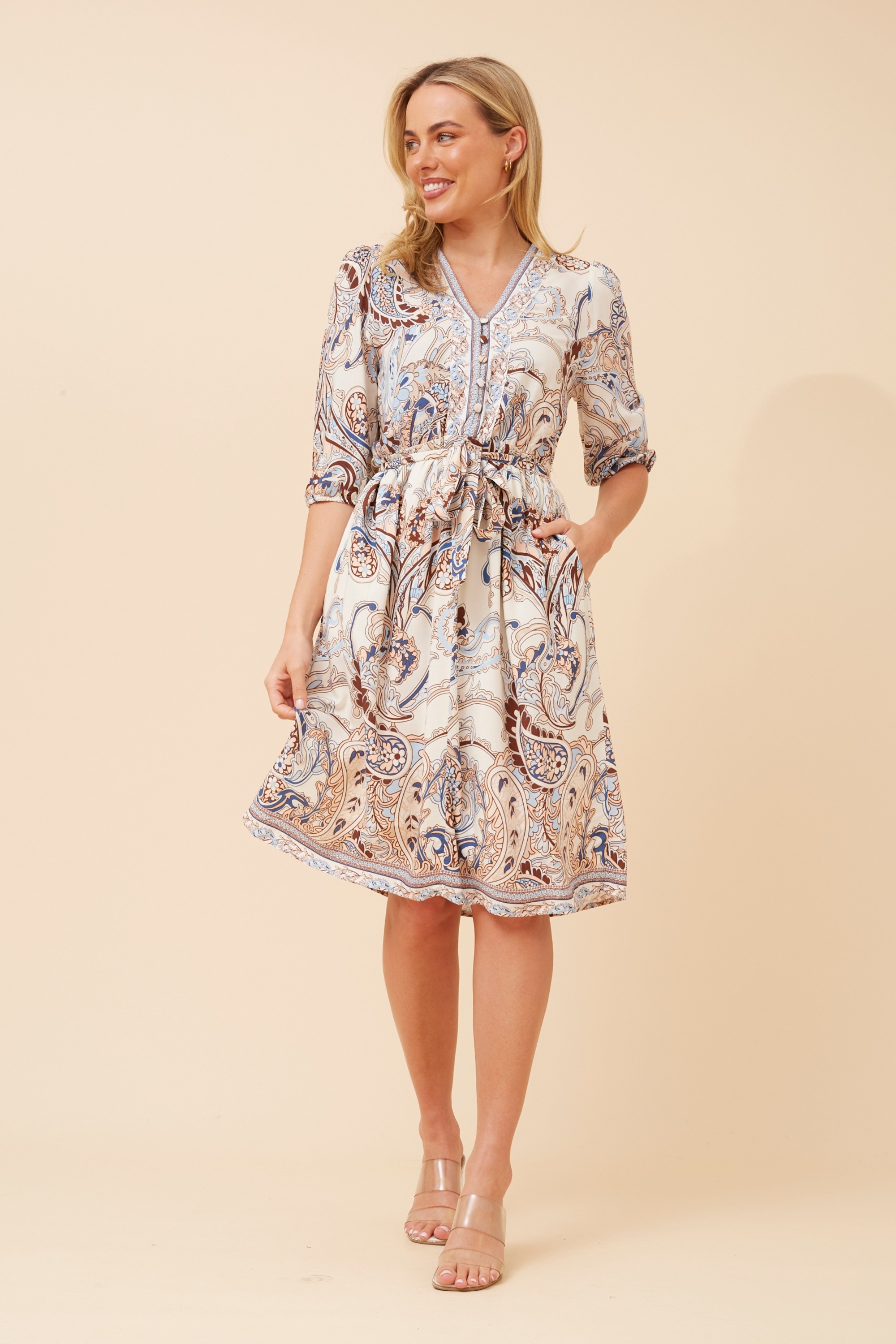 RYA PAISLEY PRINT DRESS