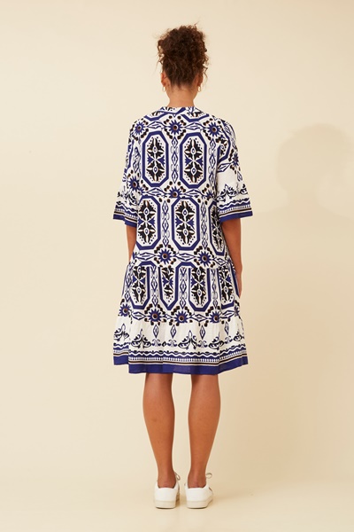 SAFARA BORDER PRINT DRESS