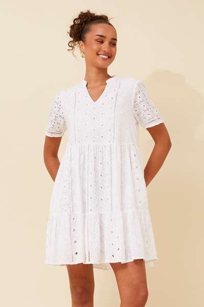 SAHANA BRODERIE ANGLAISE SHORT DRESS