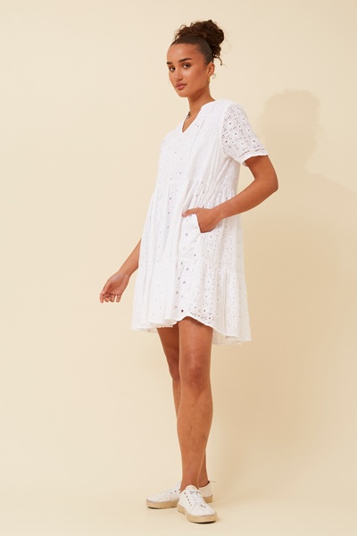SAHANA BRODERIE ANGLAISE SHORT DRESS