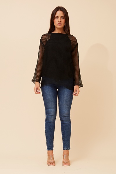 SAHAR CROCHET KNIT PULLOVER