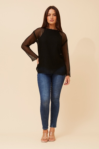 SAHAR CROCHET KNIT PULLOVER