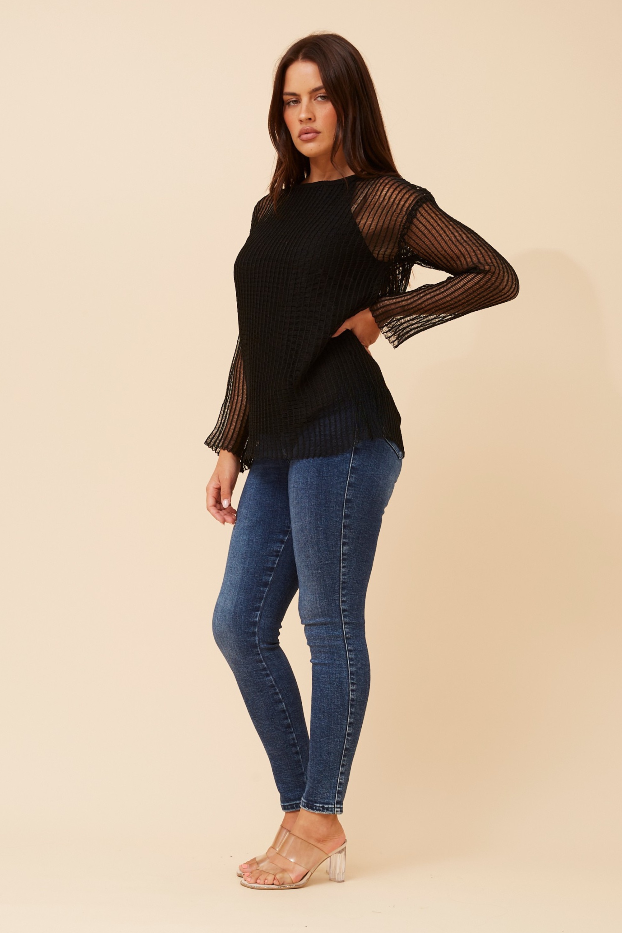 SAHAR CROCHET KNIT PULLOVER