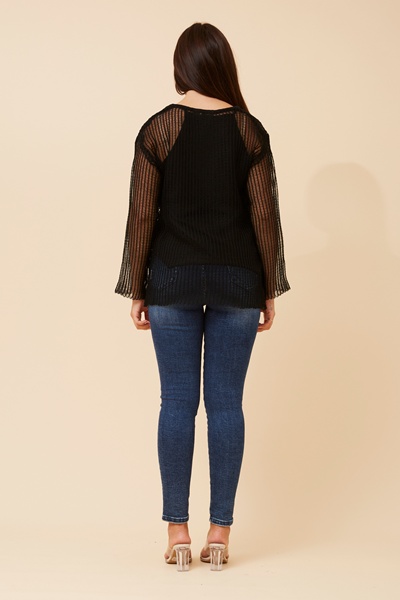 SAHAR CROCHET KNIT PULLOVER