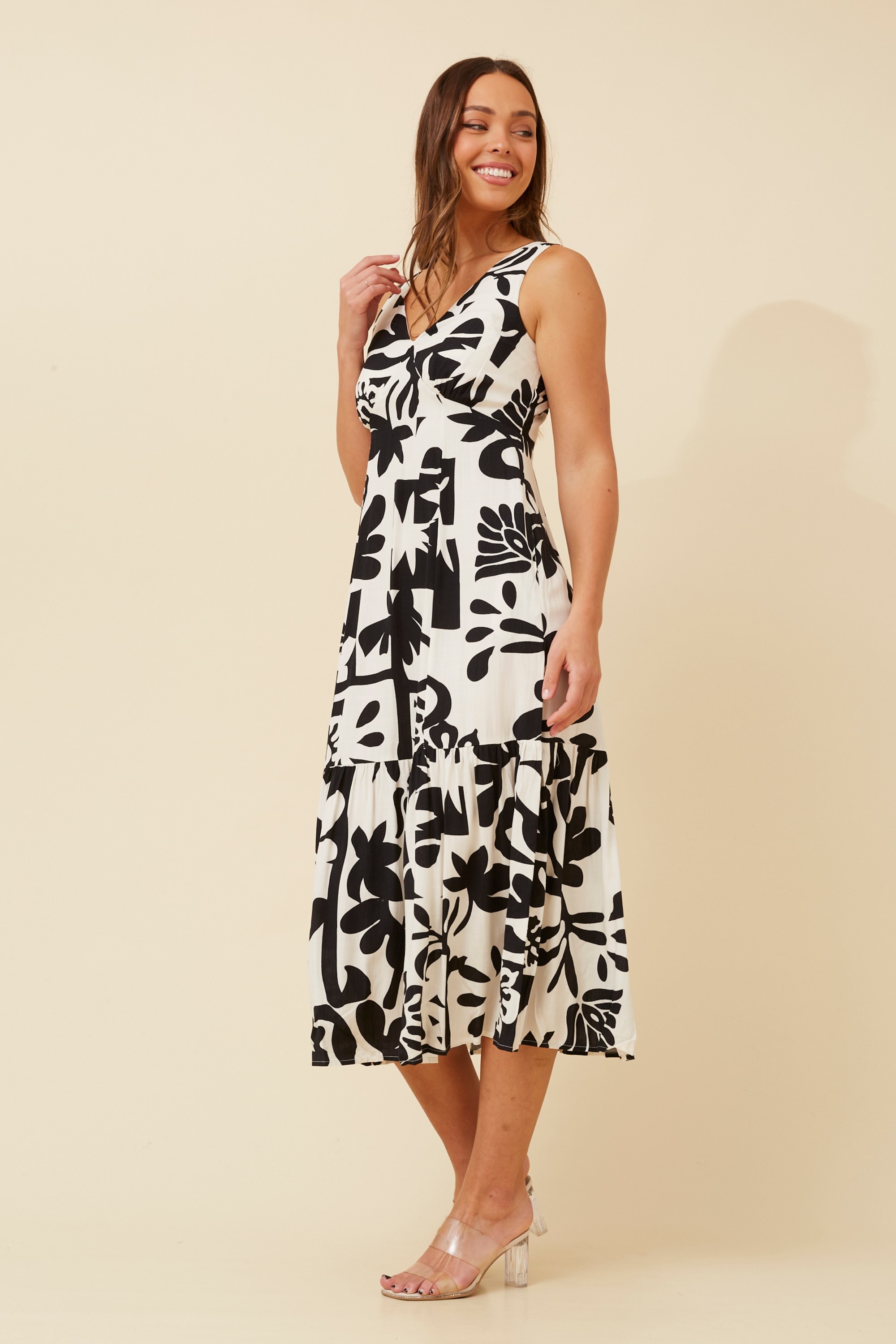 SALINA ABSTRACT PRINT MIDI DRESS