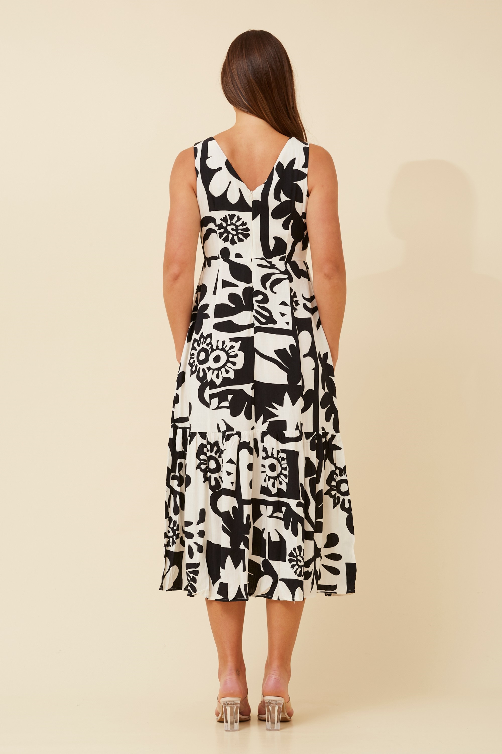 SALINA ABSTRACT PRINT MIDI DRESS