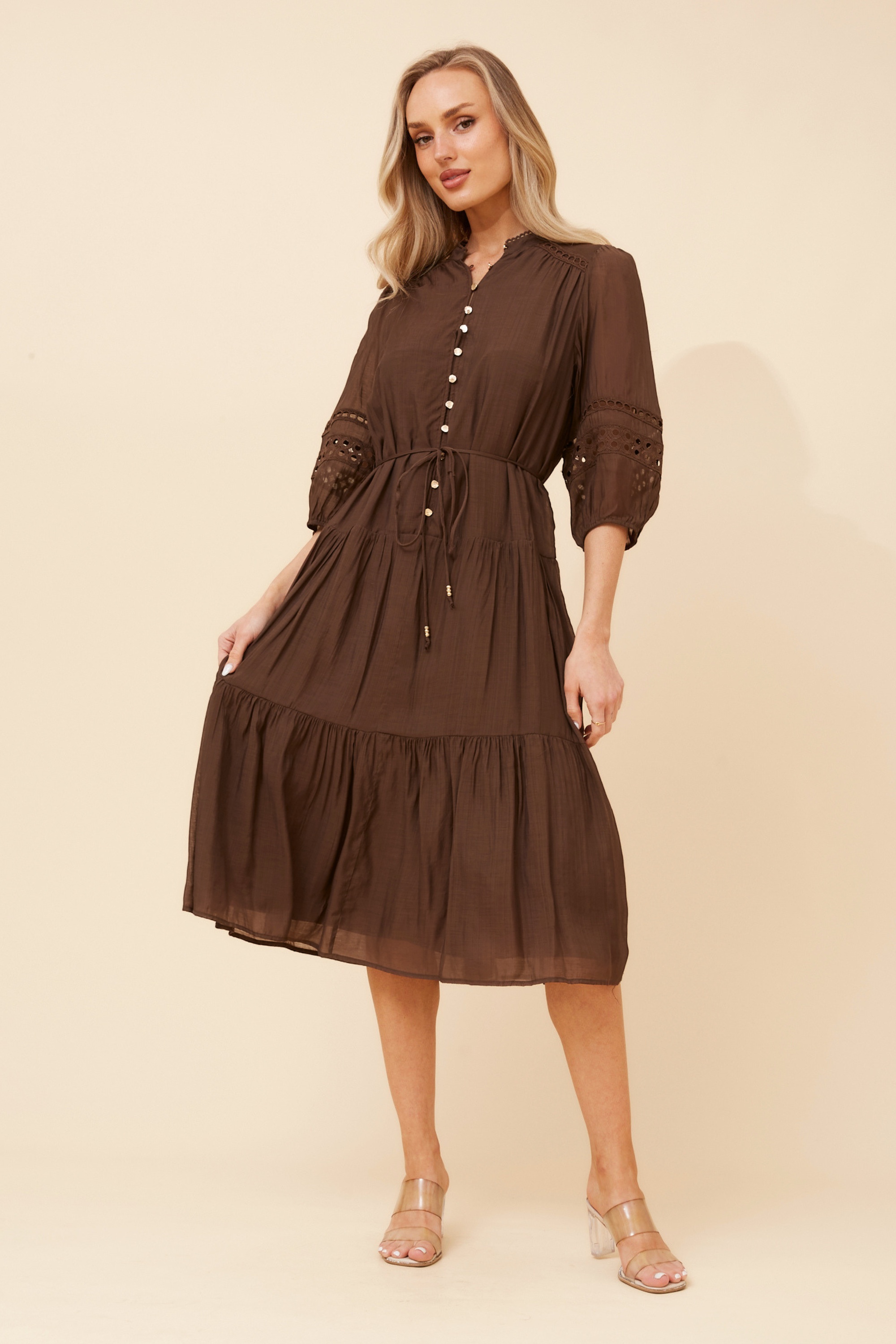 SALOME SOLID MIDI DRESS