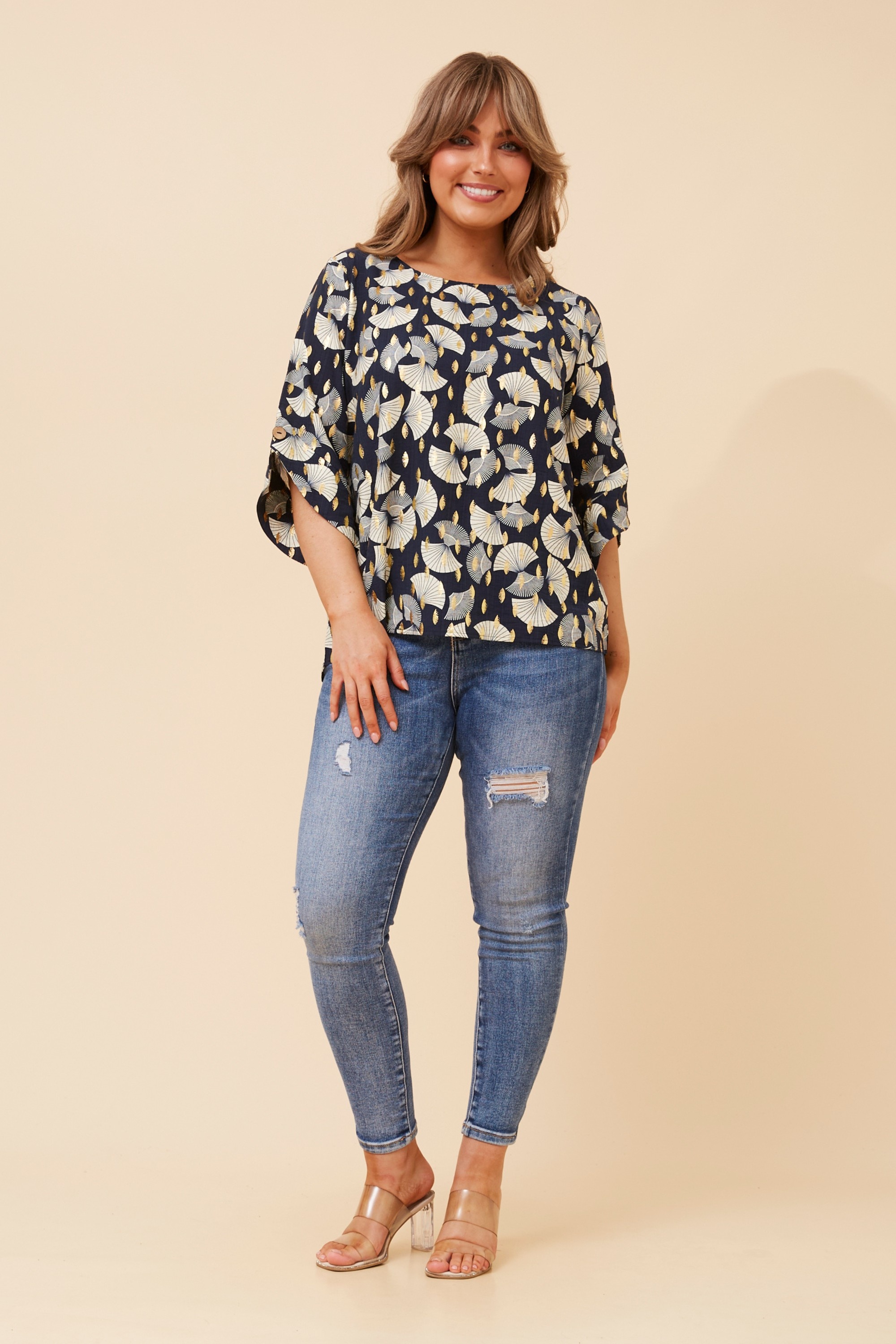 SAMANTHA FOIL PRINT BLOUSE