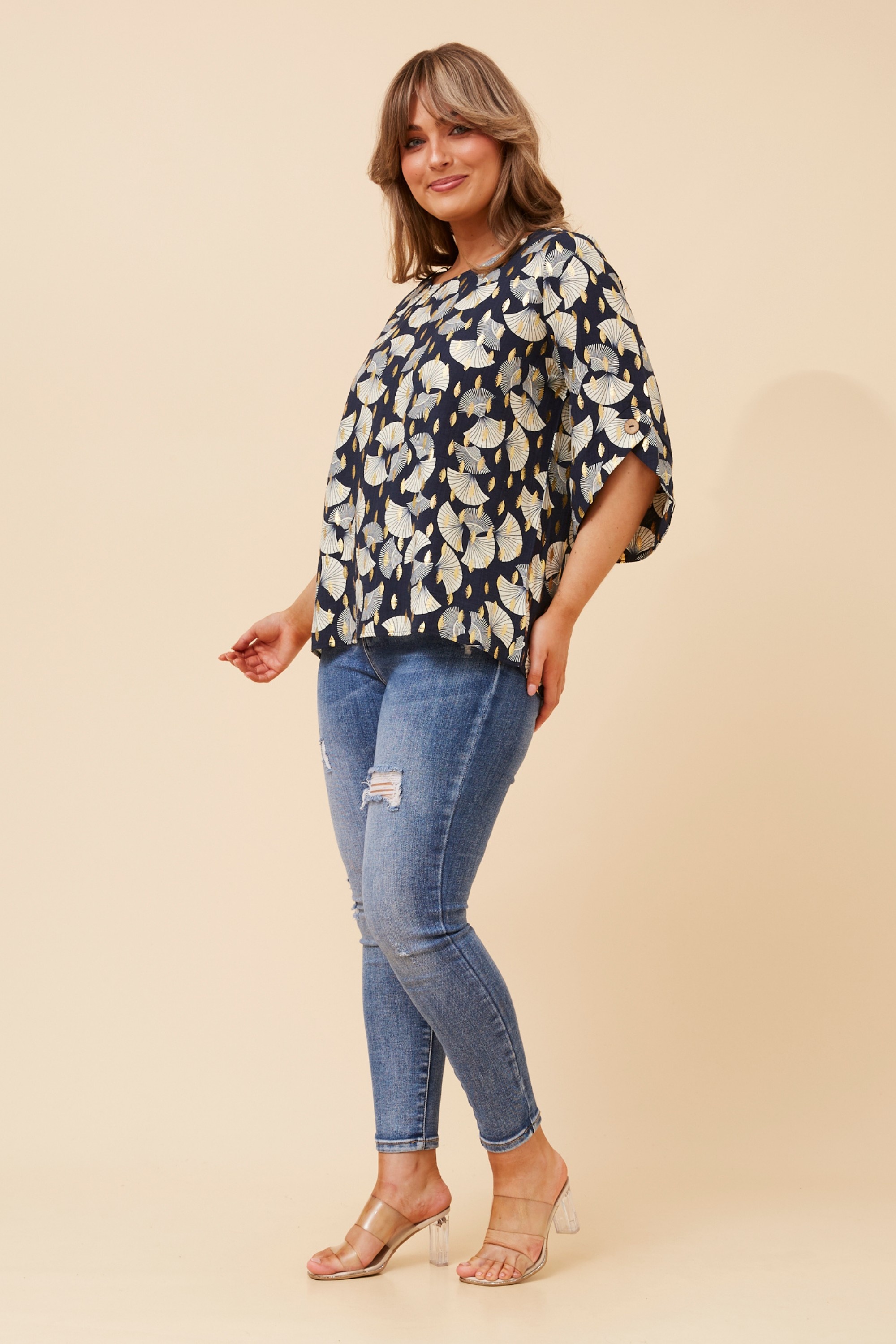 SAMANTHA FOIL PRINT BLOUSE