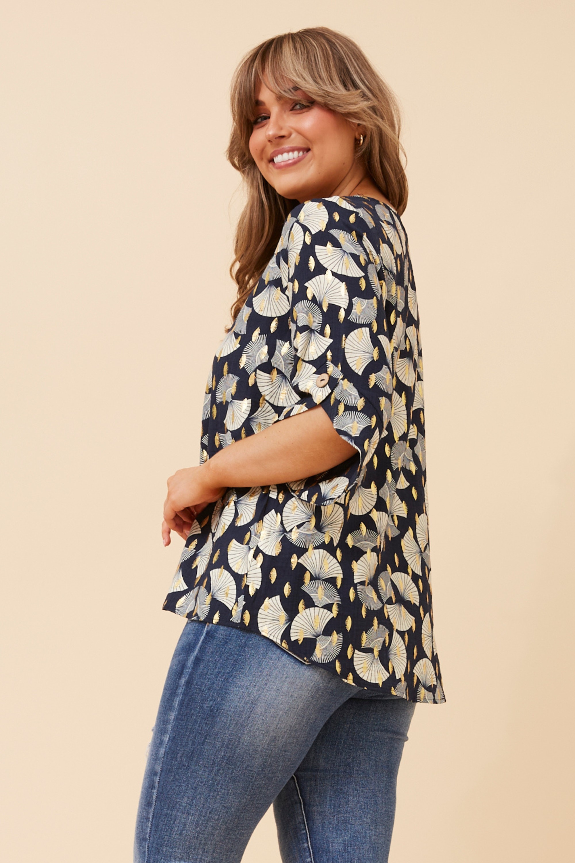 SAMANTHA FOIL PRINT BLOUSE