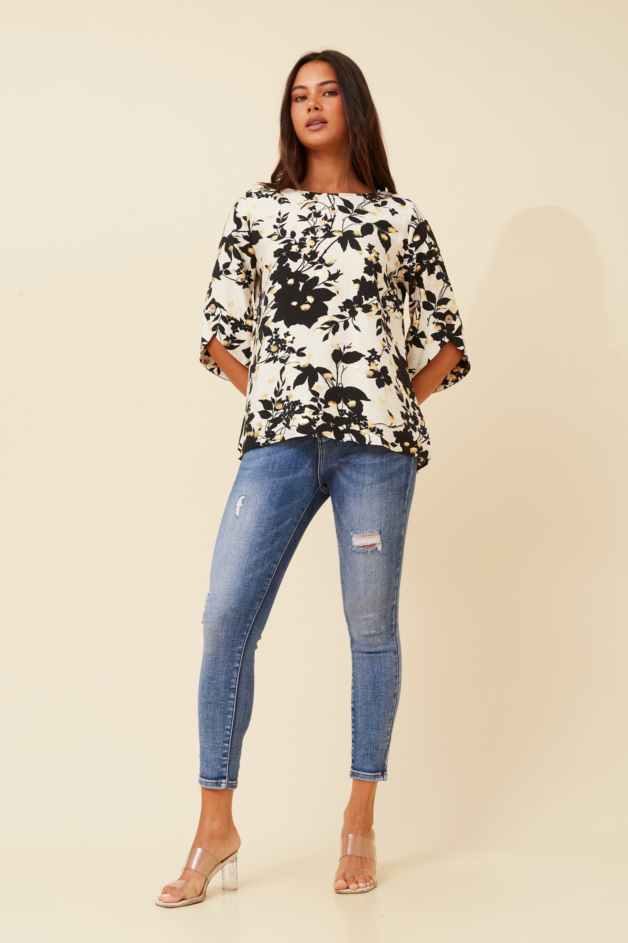 SAMANTHA FOIL PRINT TOP