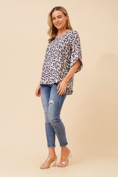 SAMANTHA LEAF PRINT TOP