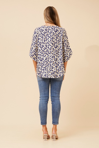 SAMANTHA LEAF PRINT TOP
