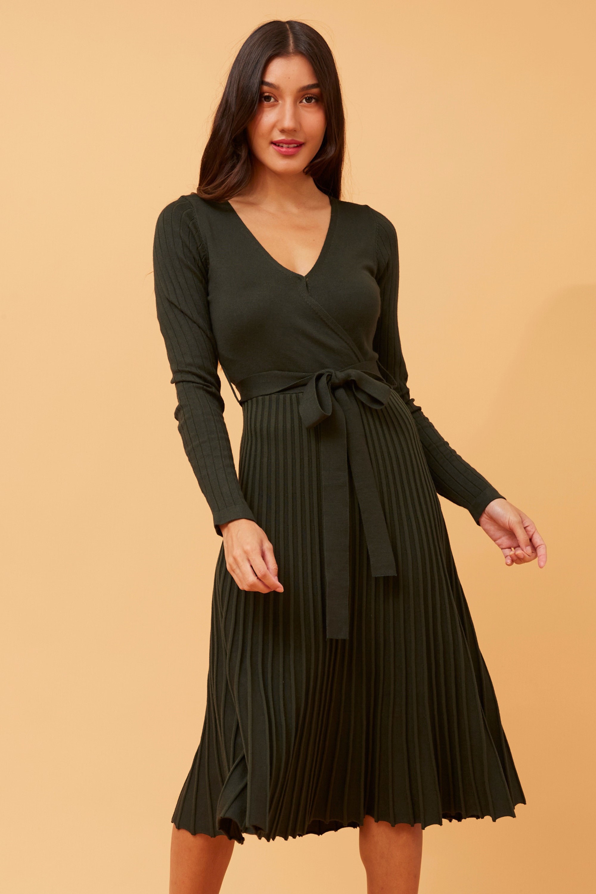 SANA PLEATED KNIT DRESS